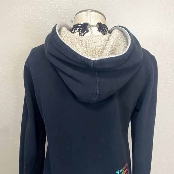 Vtg Y2k Billa Bong Sherpa Lined Surfer Grunge Hippie Thumb Hole ZIp Up Hoodie - Picture 11 of 16